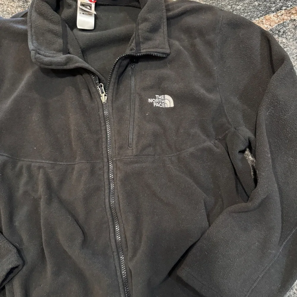 The North Face Fleece Jacket Mens XL Black Full Zip Mock Neck Logo Outdoor